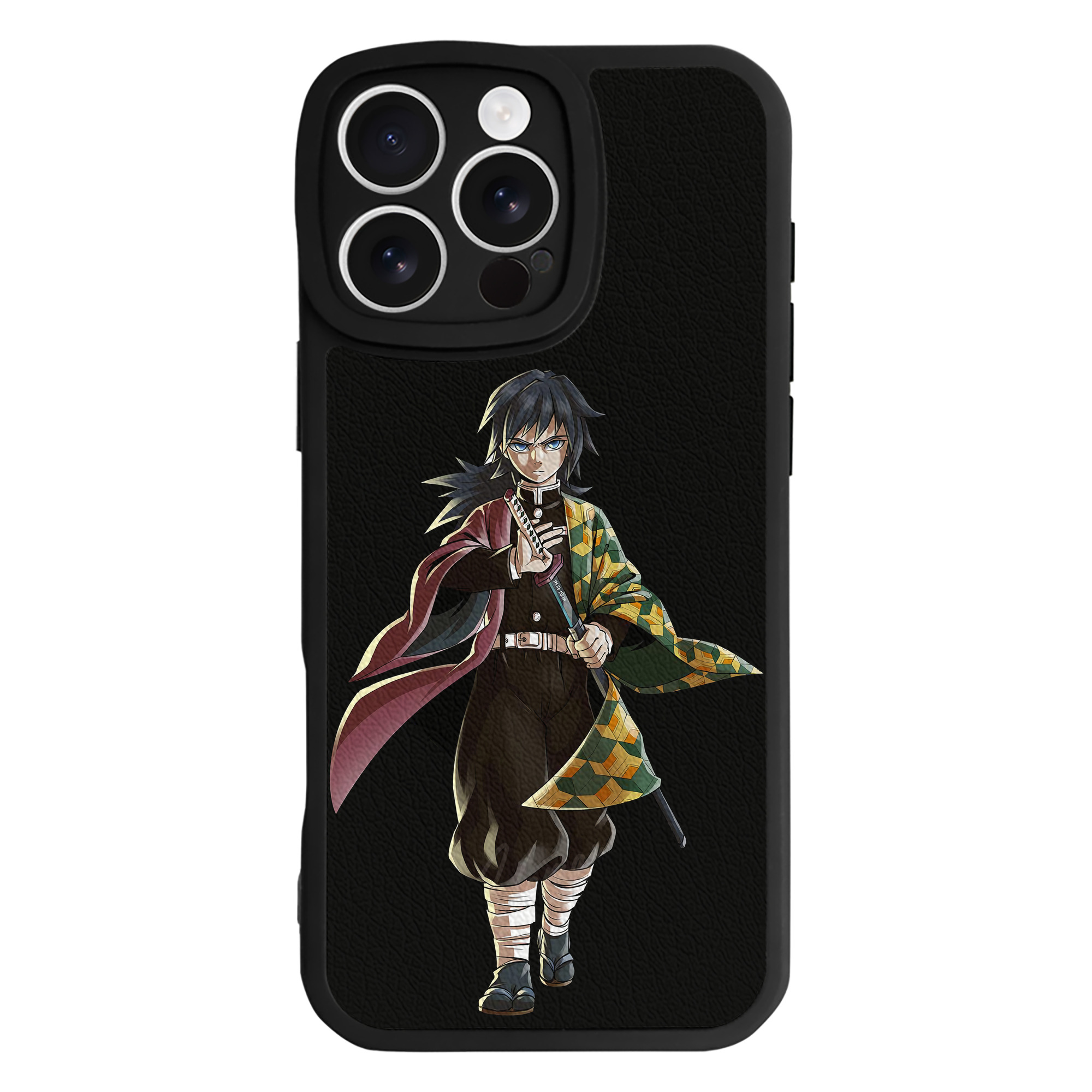 （画像用） 鬼滅の刃（きめつのやいば）水柱-冨岡 義勇／とみおか ぎゆう Tomioka Giyuu 【iPhone 16シリーズ対応】シリコンスマホケース（レザー調） 材質：シリコン